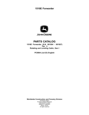 John Deere 1510E Forwarders (SN 001504 – 001927) Parts Catalog Manual