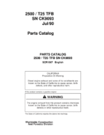 John Deere 2500, T25 Tracked Feller Bunchers (SN CK9093, JUL 90) Parts Catalog Manual