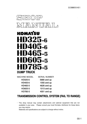 Komatsu HD465-5 Dump Truck Service Repair Manual