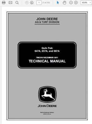 John Deere 647A, 657A, 667A QuickTrak Technical Service Manual