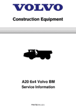 Volvo A20 6×4 BM Articulated Dump Truck Repair Service Manual