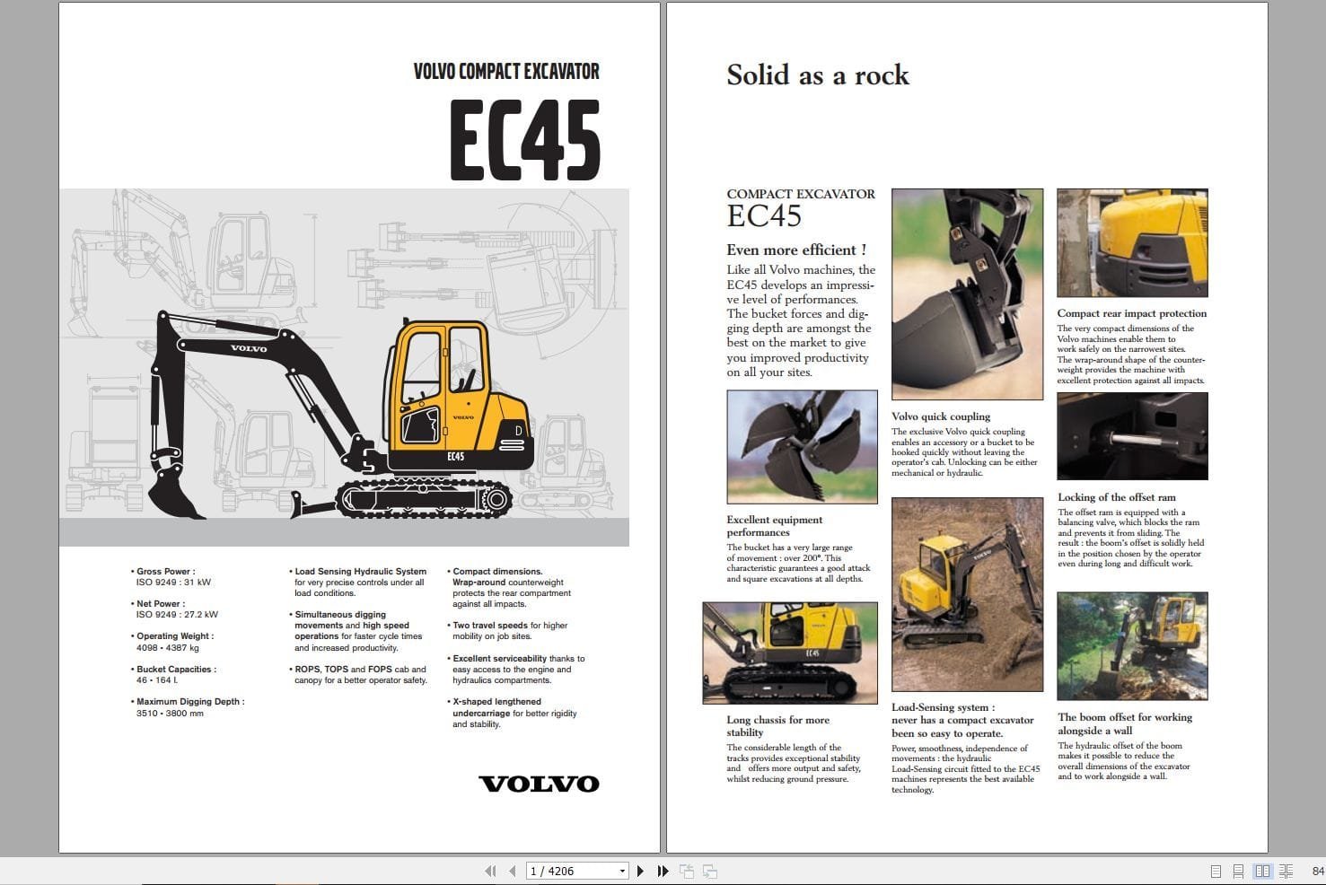 Volvo Ec45 Excavator Workshop Service Manual Excavator Brands