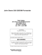 John Deere 230 GSEXM Forwarders (SN 792882-793744) Parts Catalog Manual