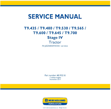 New Holland T9.435 T9.480 T9.530 Tier 4b Tractor Operators Manual
