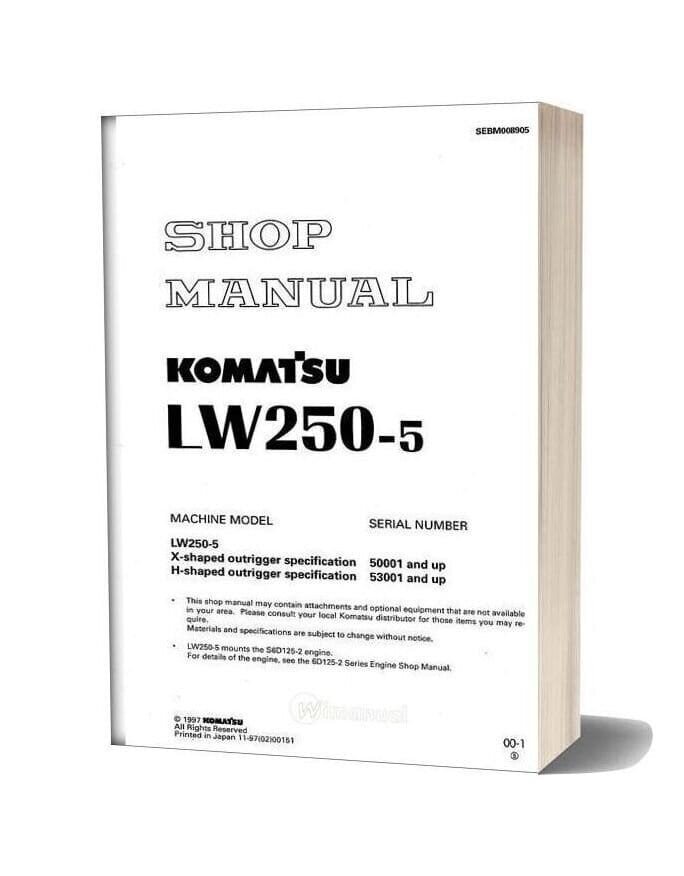 Komatsu LW250-5 Mobile Crane Service Repair Manual
