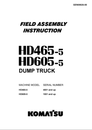 Komatsu HD465-5 Dump Truck Field Assembly Manual