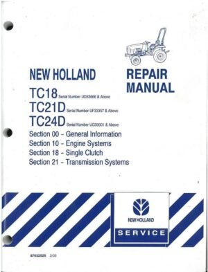 New Holland Tc18 Tc21d Tc24d Tractors Service Manual