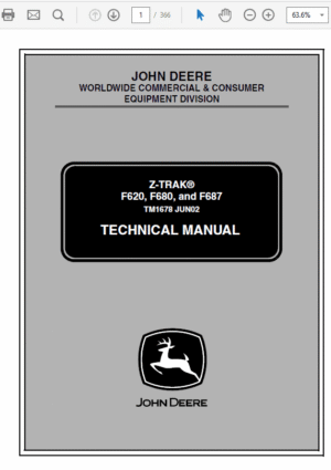 John Deere F620, F680, F687 ZTrak Technical Service Manual