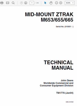 John Deere M653, M655, M665 ZTrak Service Manual
