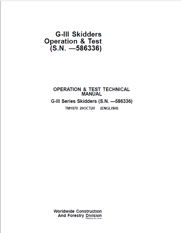 John Deere TM1870 manual download