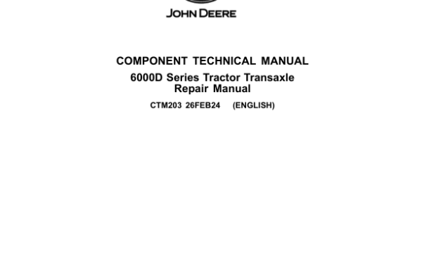 John Deere 6000D Series Tractor Transaxle Technical Manual
