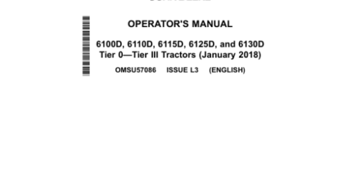 John Deere 6100D, 6130D Series Tier 0 & Tier III Tractors Operator’s Manual