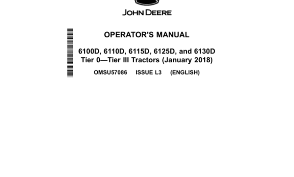 John Deere 6100D, 6130D Series Tier 0 & Tier III Tractors Operator’s Manual